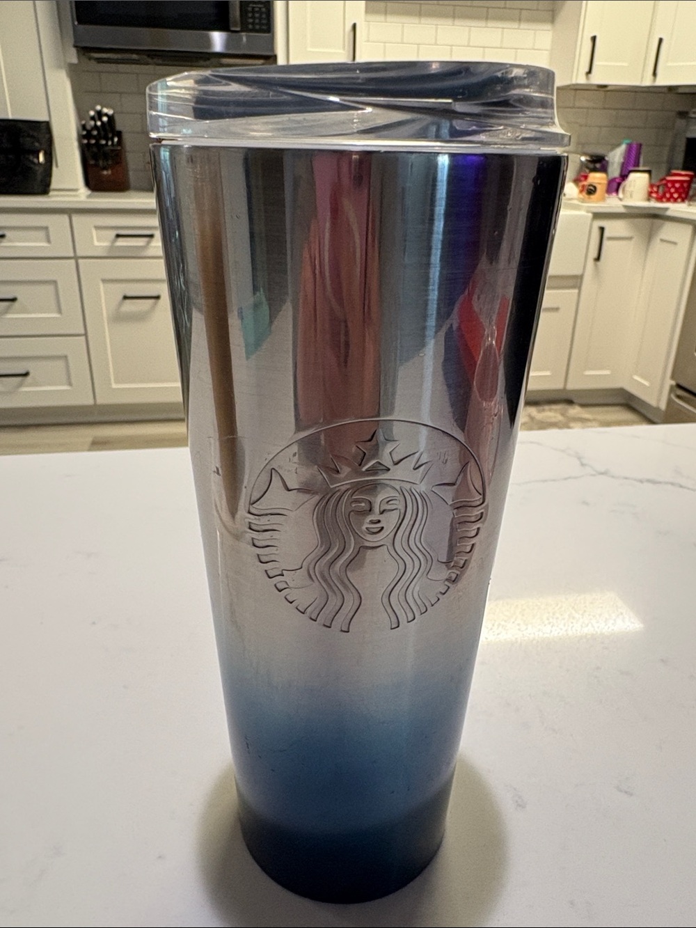 Starbucks Silver to Blue Ombre Stainless Steel Travel Cup